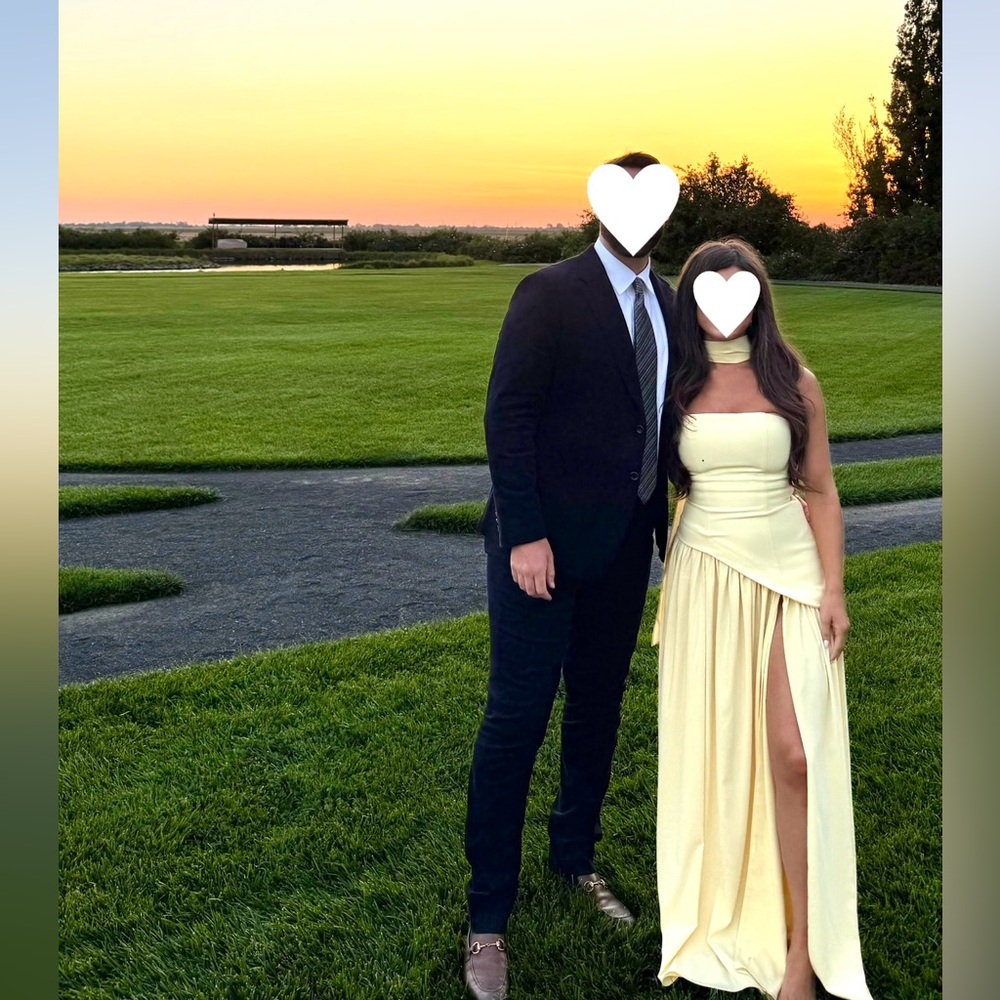 Elegant Yellow Strapless Dress